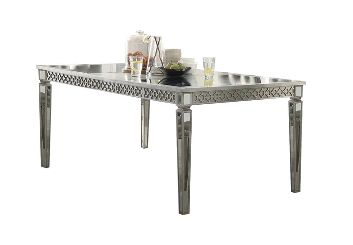 ACME Kacela Mirrored & Antique Silver Finish Dining Table Model 72155 - MONAVILLA