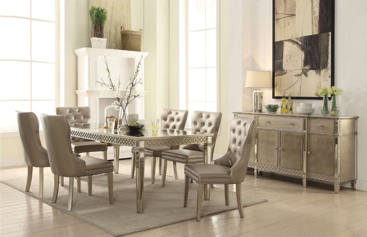 ACME Kacela Mirrored & Antique Silver Finish Dining Table Model 72155 - MONAVILLA