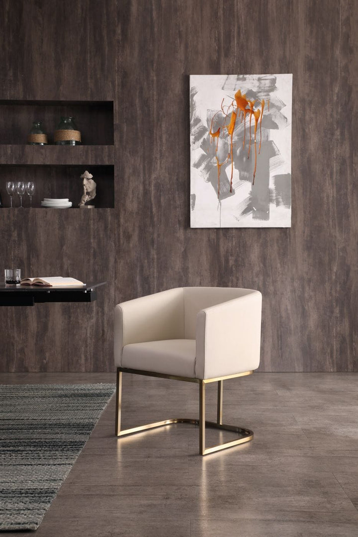 Modrest Yukon Modern Beige Bonded and Antique Brass Dining Chair - MONAVILLA