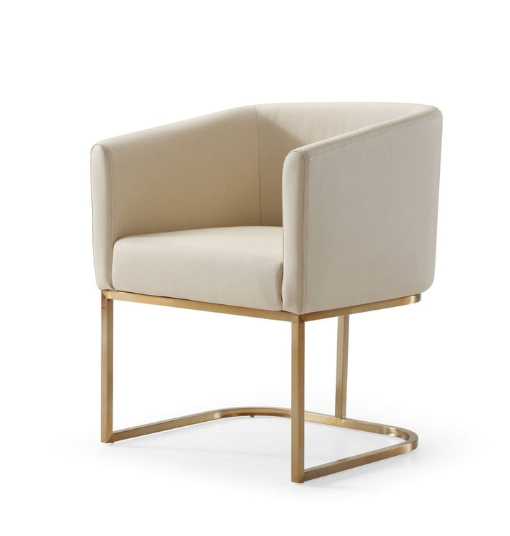 Modrest Yukon Modern Beige Bonded and Antique Brass Dining Chair - MONAVILLA