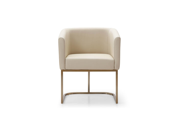Modrest Yukon Modern Beige Bonded and Antique Brass Dining Chair - MONAVILLA