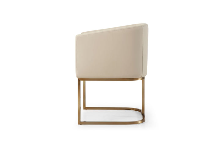 Modrest Yukon Modern Beige Bonded and Antique Brass Dining Chair - MONAVILLA