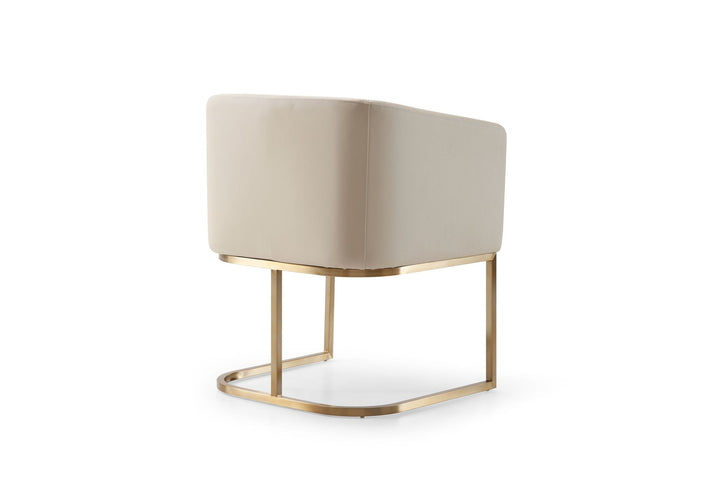 Modrest Yukon Modern Beige Bonded and Antique Brass Dining Chair - MONAVILLA
