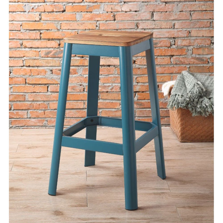 ACME Jacotte Natural & Teal Bar Stool Model 72333 - MONAVILLA