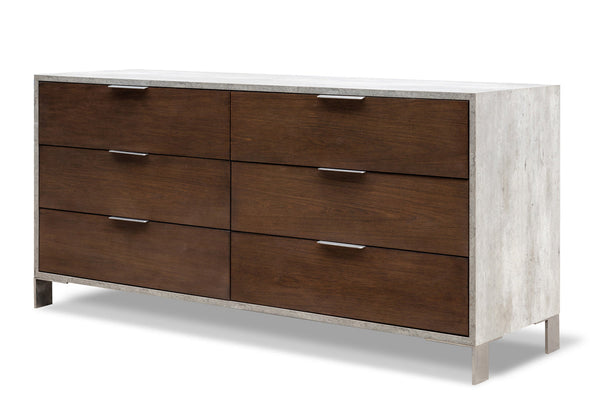 Nova Domus Conner Modern Dark Walnut & Faux Concrete Dresser - MONAVILLA