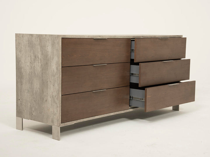 Nova Domus Conner Modern Dark Walnut & Faux Concrete Dresser - MONAVILLA