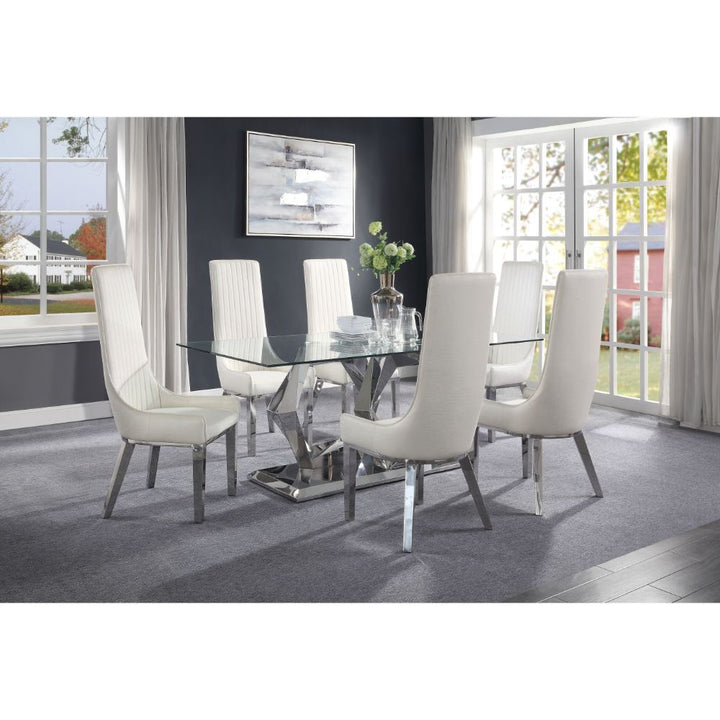 ACME Gianna Clear Glass & Stainless Steel Dining Table Model 72470 - MONAVILLA