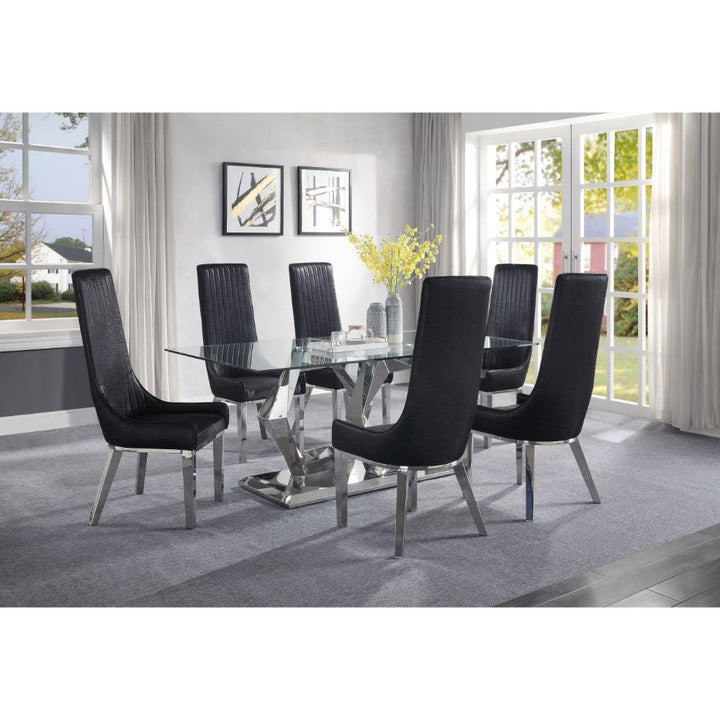 ACME Gianna Black PU & Stainless Steel Dining Chair Model 72474 - MONAVILLA
