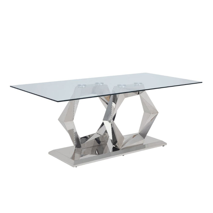 ACME Gianna Clear Glass & Stainless Steel Dining Table Model 72470 - MONAVILLA