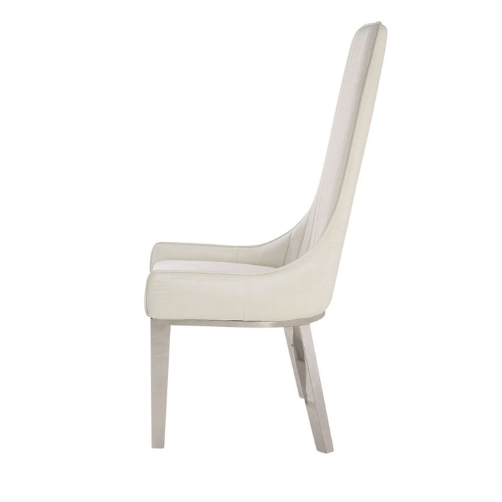 ACME Gianna Ivory PU & Stainless Steel Dining Chair Model 72473 - MONAVILLA