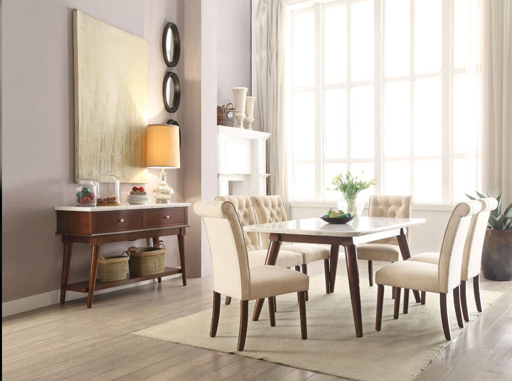 ACME Gasha White Marble & Walnut Server Model 72823 - MONAVILLA