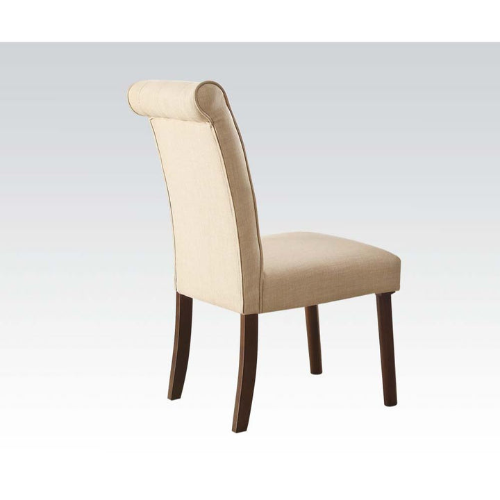 ACME Gasha Beige Linen & Walnut Side Chair Model 72822 - MONAVILLA