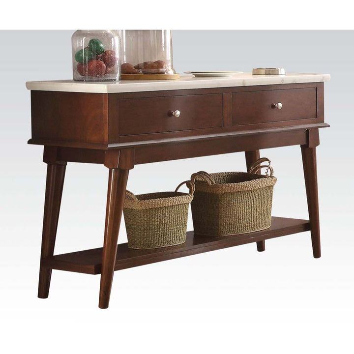 ACME Gasha White Marble & Walnut Server Model 72823 - MONAVILLA