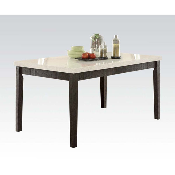 ACME Nolan White Marble & Salvage Dark Oak Dining Table Model 72850 - MONAVILLA