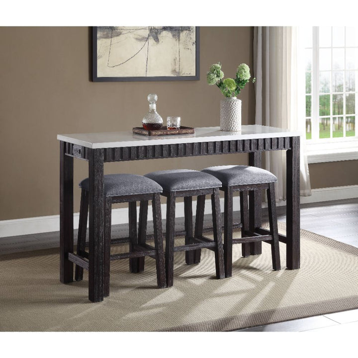 ACME Necalli Marble & Weathered Espresso Counter Height Set Model 72930 - MONAVILLA