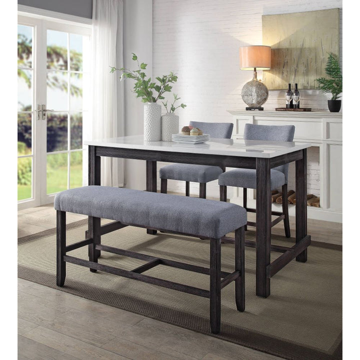 ACME Yelena Fabric & Weathered Espresso Counter Height Bench Model 72943 - MONAVILLA