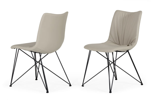 Naomi Modern Grey Leatherette Dining Chair (Set of 2) - MONAVILLA