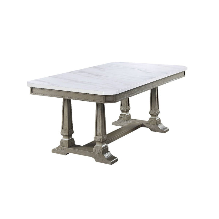 ACME Zumala Marble & Weathered Oak Finish Dining Table Model 73260 - MONAVILLA