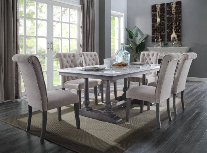 ACME Yabeina Marble Top & Gray Oak Finish Dining Table Model 73265 - MONAVILLA