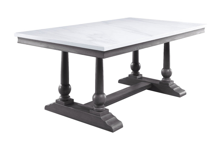 ACME Yabeina Marble Top & Gray Oak Finish Dining Table Model 73265 - MONAVILLA