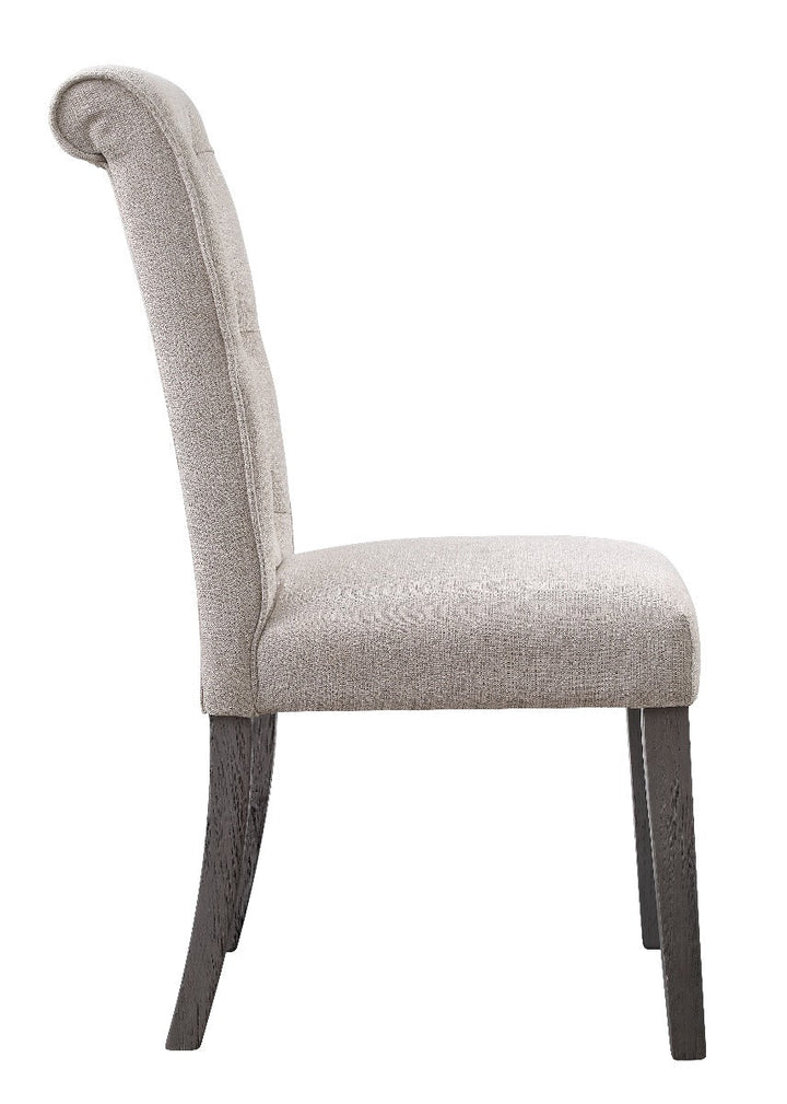 ACME Yabeina Beige Linen & Gray Finish Side Chair Model 73267 - MONAVILLA