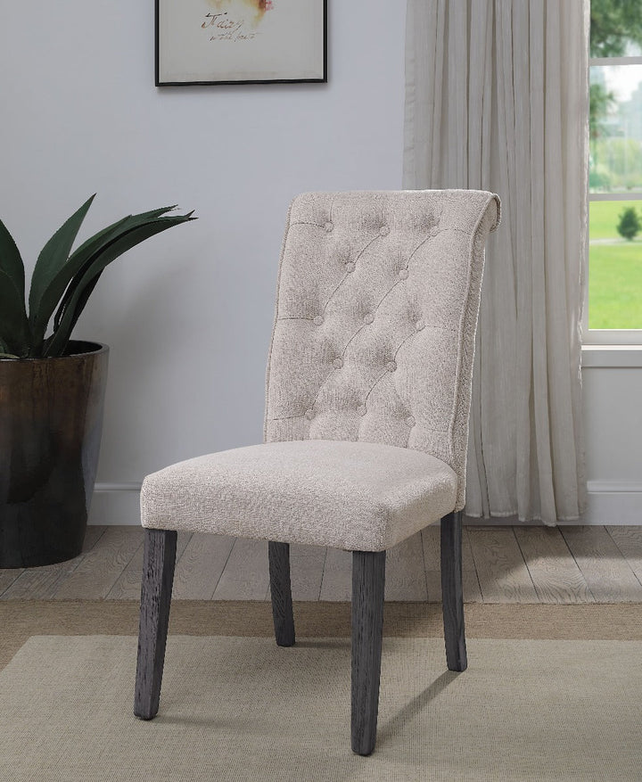 ACME Yabeina Beige Linen & Gray Finish Side Chair Model 73267 - MONAVILLA