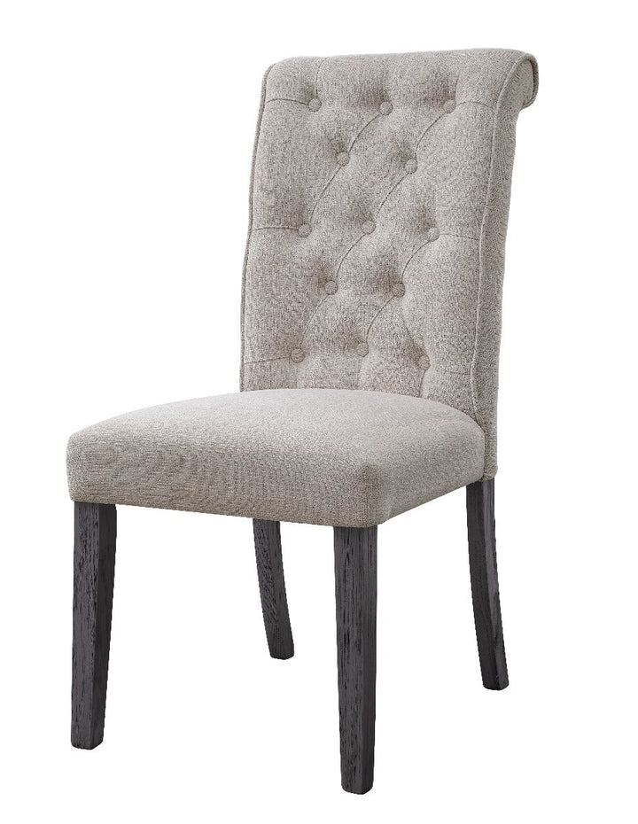 ACME Yabeina Beige Linen & Gray Finish Side Chair Model 73267 - MONAVILLA