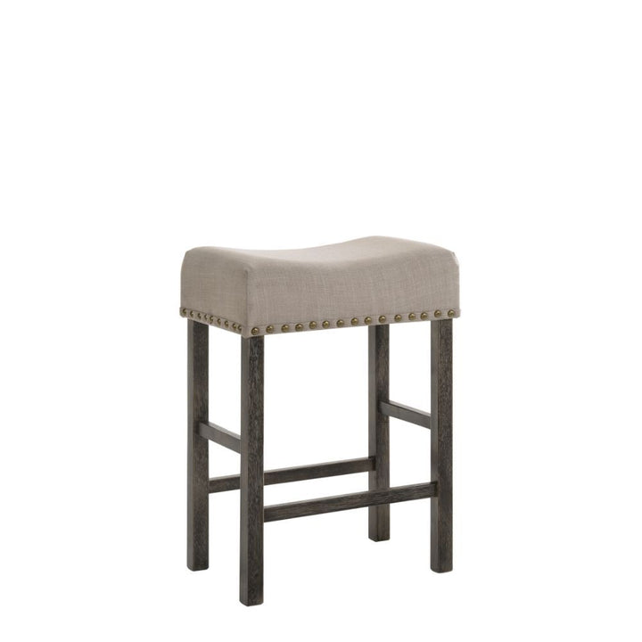 ACME Martha II Tan Linen & Weathered Gray Stool Model 73833 - MONAVILLA