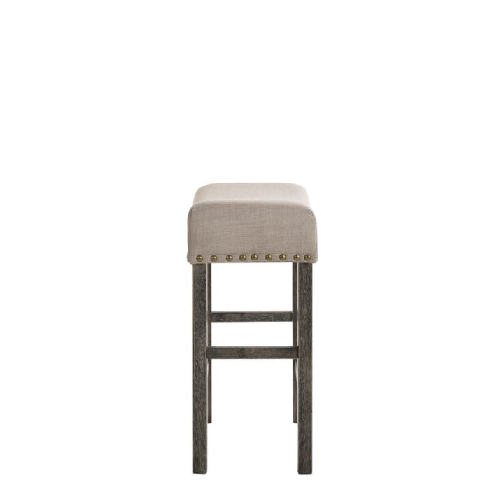 ACME Martha II Tan Linen & Weathered Gray Stool Model 73833 - MONAVILLA