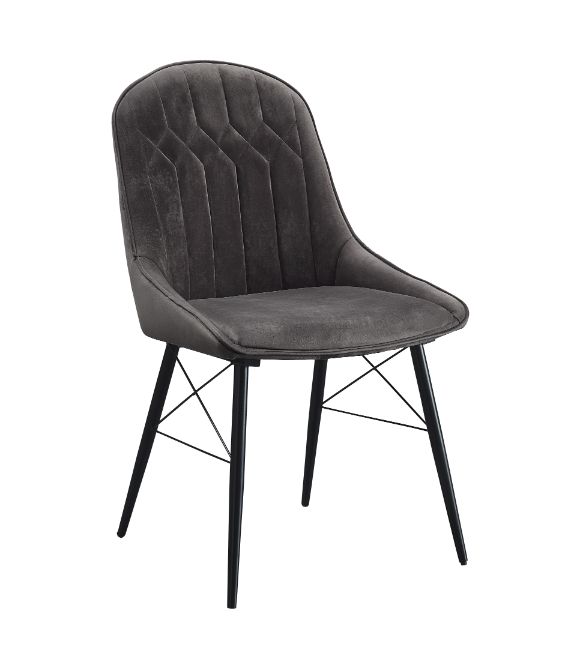 ACME Abraham Gray Fabric & Black Finish Side Chair Model 74016 - MONAVILLA