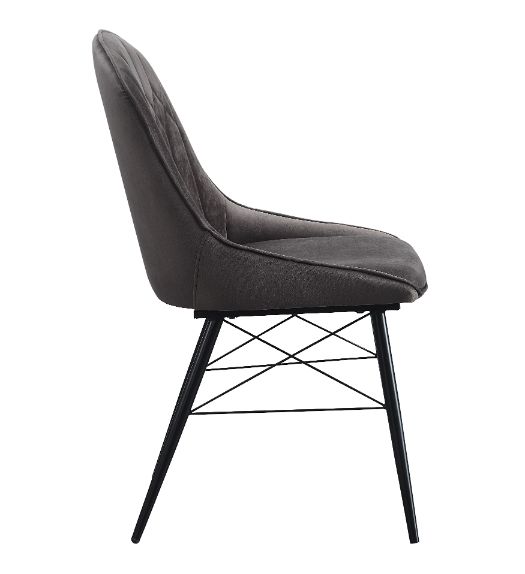 ACME Abraham Gray Fabric & Black Finish Side Chair Model 74016 - MONAVILLA