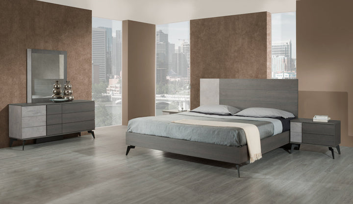 Nova Domus Palermo Italian Modern Faux Concrete & Grey Nightstand - MONAVILLA