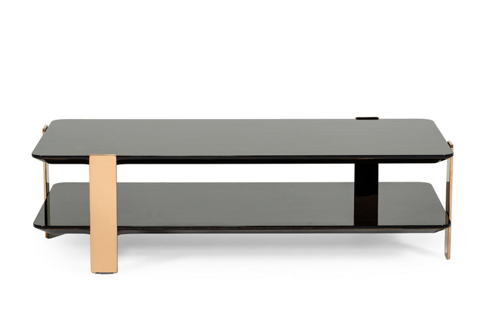 Modrest Leroy Modern Ebony & Rosegold Coffee Table - MONAVILLA