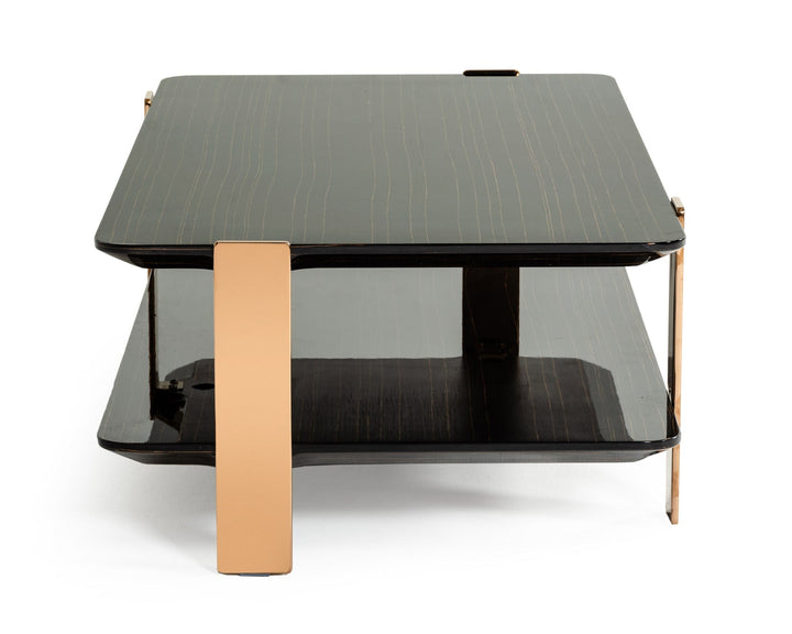 Modrest Leroy Modern Ebony & Rosegold Coffee Table - MONAVILLA