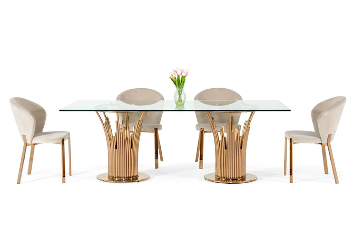 Modrest Paxton Modern Glass & Rosegold Dining Table - MONAVILLA