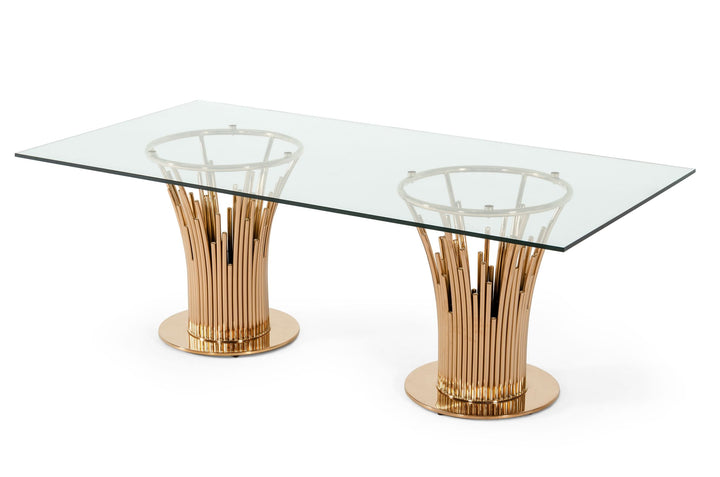 Modrest Paxton Modern Glass & Rosegold Dining Table - MONAVILLA
