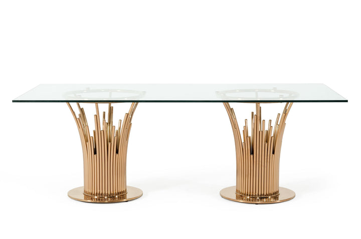 Modrest Paxton Modern Glass & Rosegold Dining Table - MONAVILLA