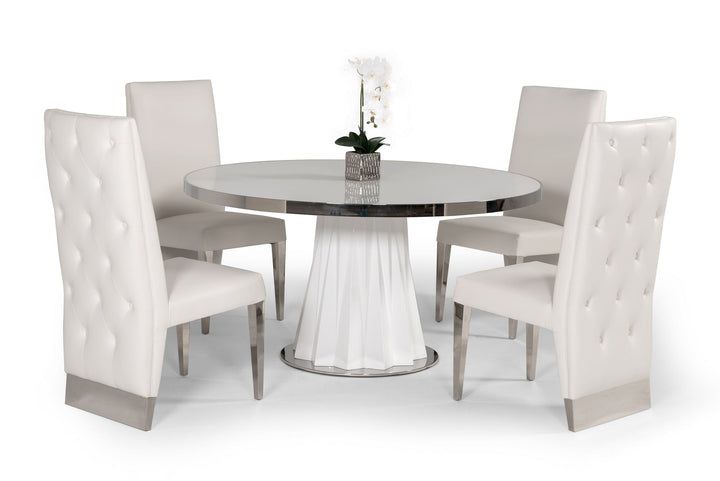 Modrest Cabaret Modern White Round Dining Table - MONAVILLA