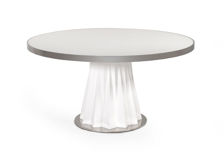 Modrest Cabaret Modern White Round Dining Table - MONAVILLA