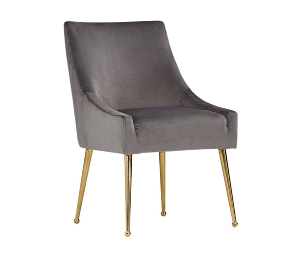 Modrest Castana Modern Grey Velvet & Gold Dining Chair (Set of 2) - MONAVILLA