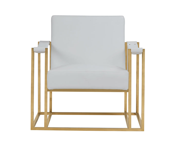 Modrest Larson Modern White Leatherette & Gold Accent Chair - MONAVILLA