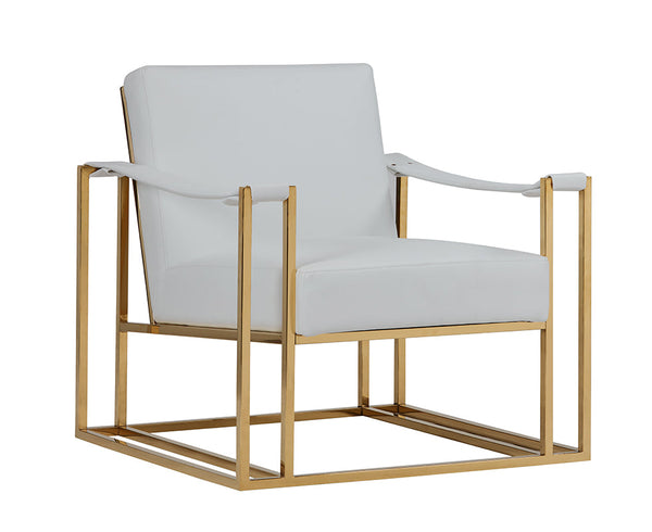 Modrest Larson Modern White Leatherette & Gold Accent Chair - MONAVILLA