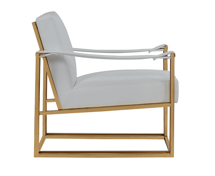 Modrest Larson Modern White Leatherette & Gold Accent Chair - MONAVILLA