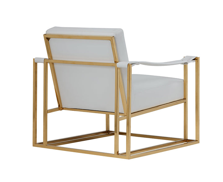 Modrest Larson Modern White Leatherette & Gold Accent Chair - MONAVILLA
