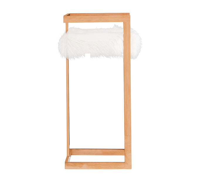 Modrest Halifax Modern White Faux Fur & Rosegold Bar Stool - MONAVILLA