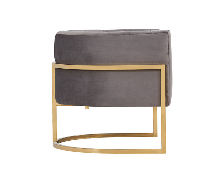 Modrest Landau Modern Grey Velvet & Gold Accent Chair - MONAVILLA