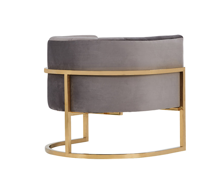 Modrest Landau Modern Grey Velvet & Gold Accent Chair - MONAVILLA