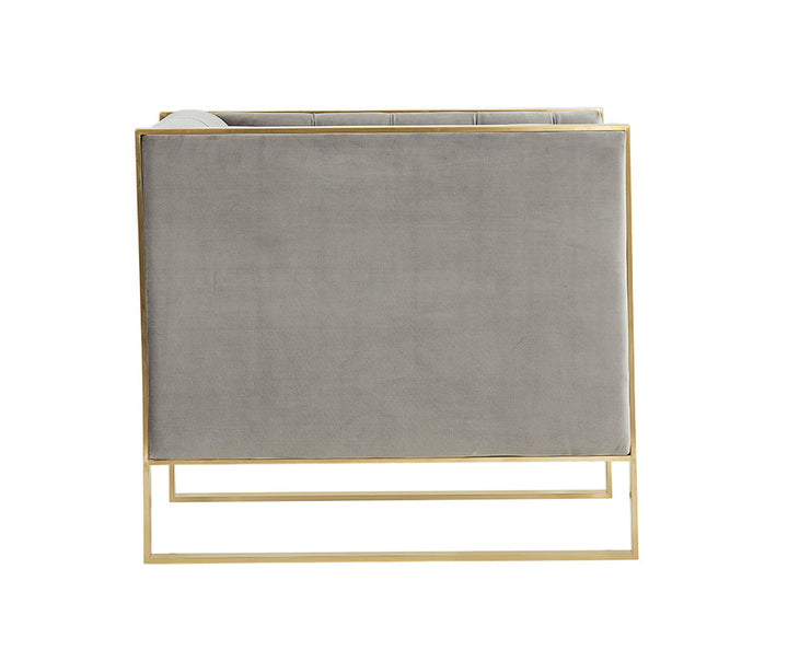 Divani Casa Carlos Modern Grey Velvet & Gold Accent Chair - MONAVILLA