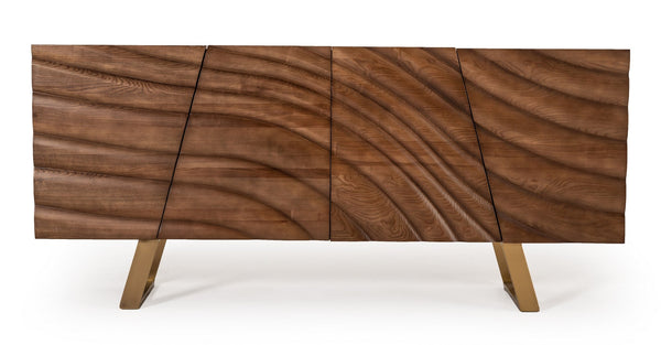 Modrest Finley Modern Walnut & Gold Buffet - MONAVILLA