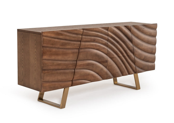 Modrest Finley Modern Walnut & Gold Buffet - MONAVILLA